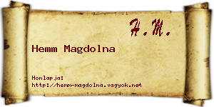 Hemm Magdolna névjegykártya